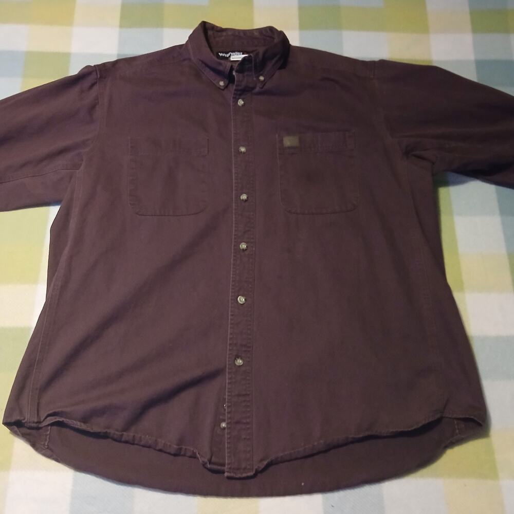 Wrangler Riggs Workwear Comfort LongSleeve Burgendy Shirt Size XXL
